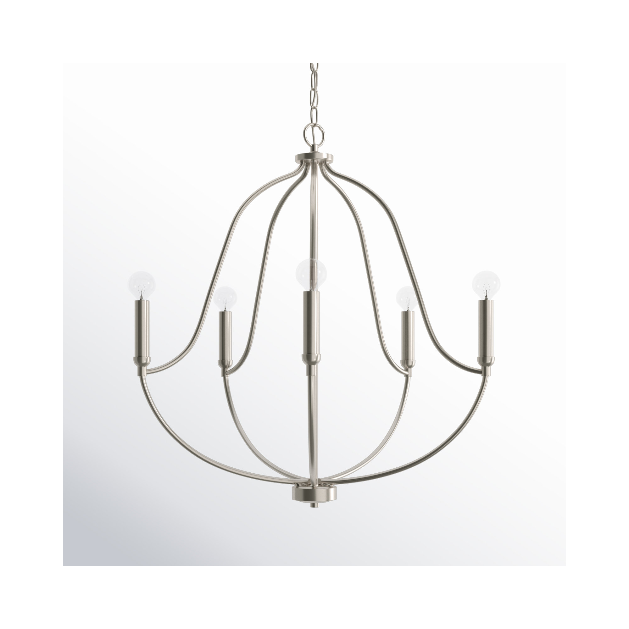 Kanda 5 - Light Metal Dimmable Chandelier, Brushed Nickel