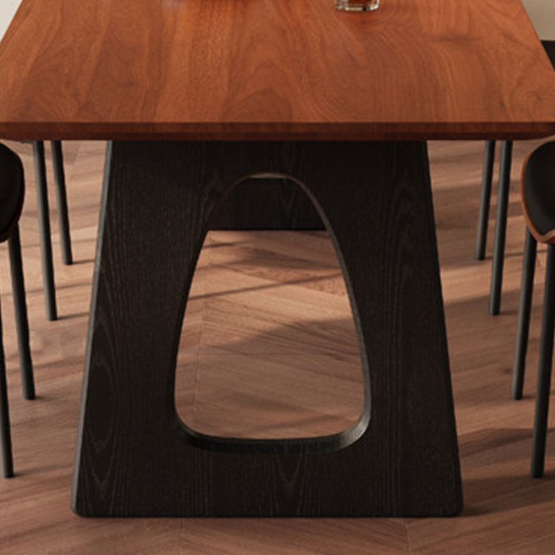 Table de salle à manger rectangulaire en bois massif avec pieds noirs, 9 pièces : table, 8 chaises
