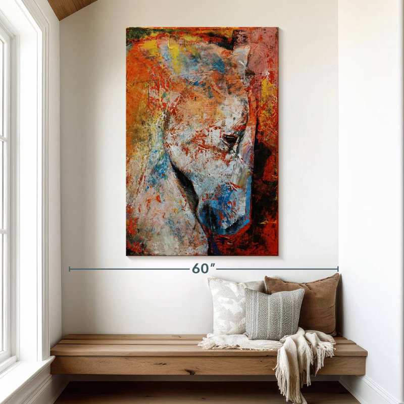 Brampt White Abstract Horse, 51" H x 34" W
