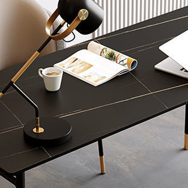 Modern Simple Practical Rosk Slab Computer desk, 29.52" H x 70.86" W x 35.43" D, Black