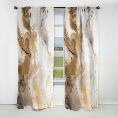 Gold And Grey A Marble Effect IV - Abstract Marble Marble Blackout Curtain - 1 Panels