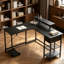 Bureau en forme de L, bureau à domicile de 53,9 po avec tablettes de rangement, bureau de jeu en forme de L-635805374