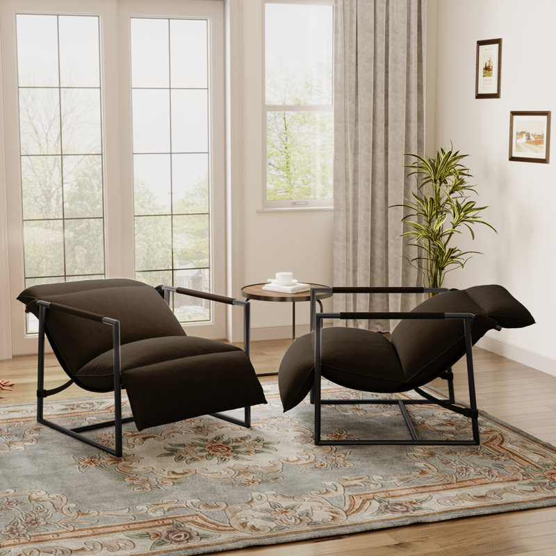 Chaise d'appoint rembourrée avec cadre en métal et mélange de polyester brun, Brown Polyester Blend/Fabric