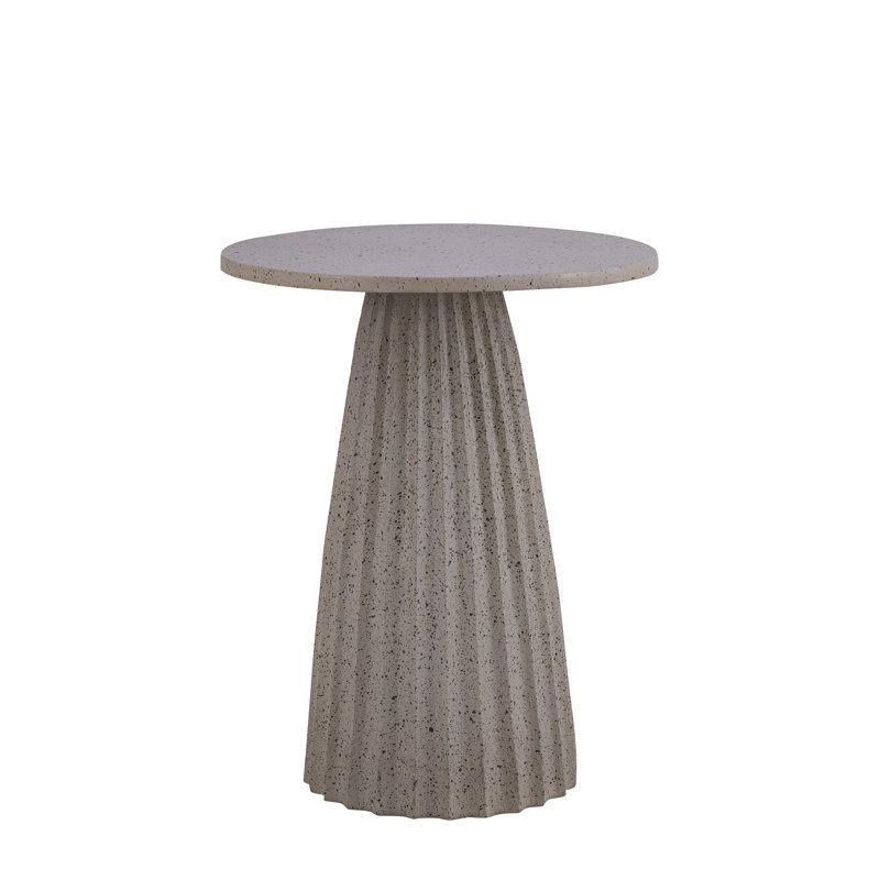 Table d'appoint en aluminium avec base à texture ciseau, Plateau beige / base brune, H 20 po x l 16 po x P 16 po