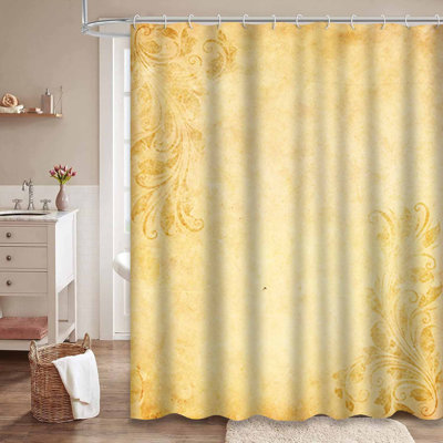 Victorian Grunge Antique Parchment Design Waterproof Shower Curtain with 12 Hooks