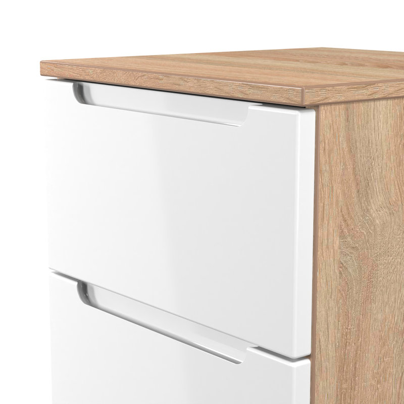 Bisma 37cm W Manufactured Wood Bedside Table, White/Oak