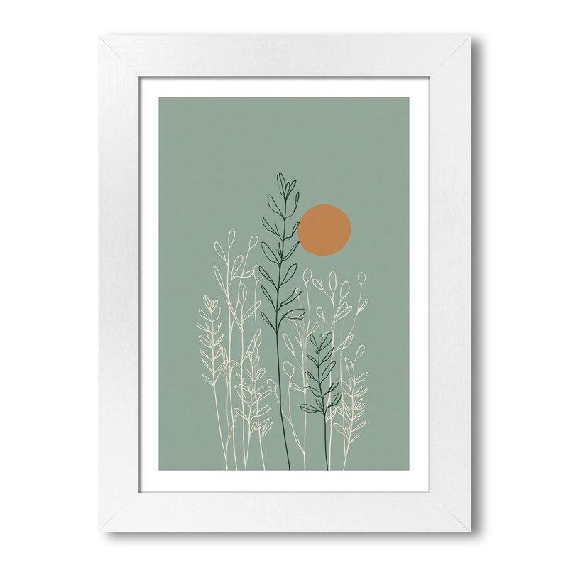 Wall Art Home Decor Scandinavian botanical line drawing minimal sage green and terracotta stems, fine Giclee Art Print for modern spaces 1 Piece Wall Art