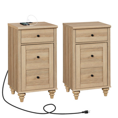 Corretta Nightstand Set With Storage And Built-In Outlets (Set Of 2)