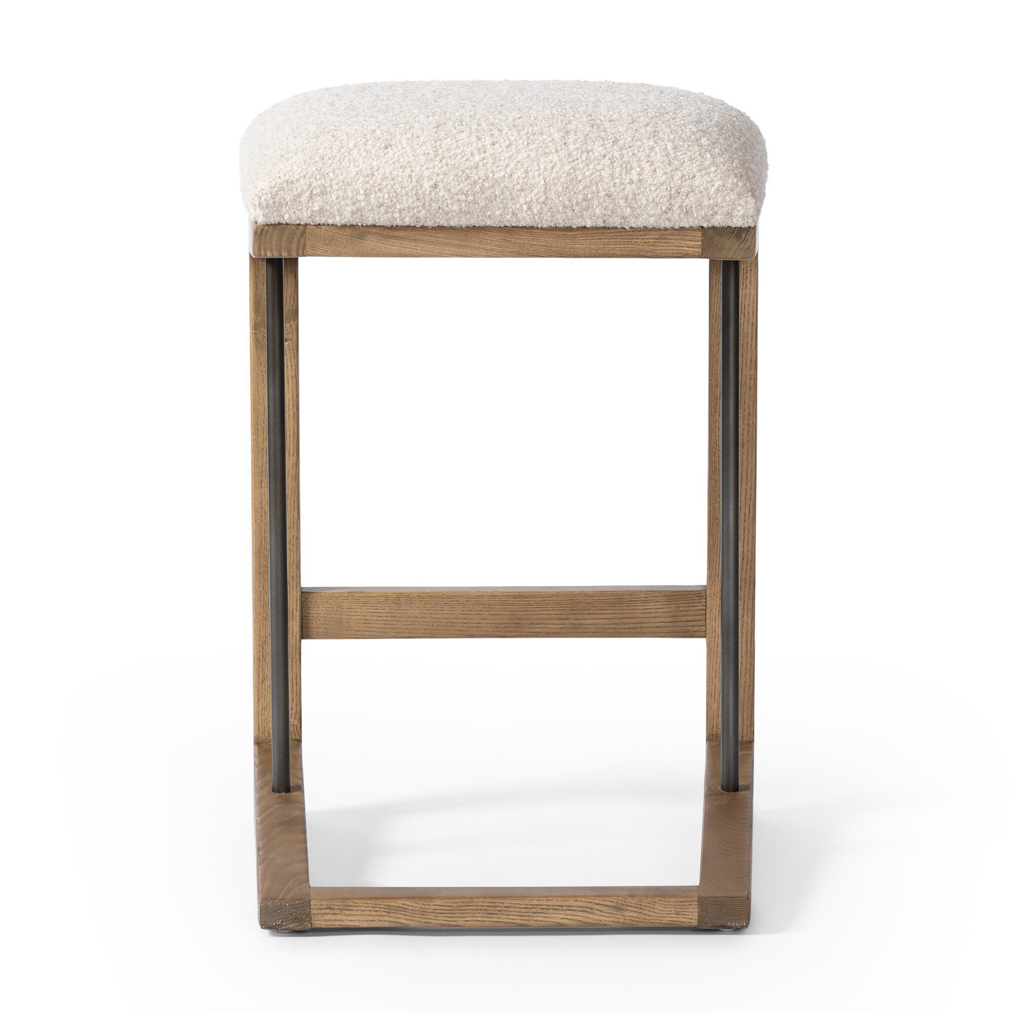 Cicily Bar Stool, Toast Ash Solid, Ivory, Short Stool (27" Seat Height)