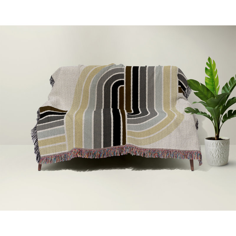 Jeté en mélange de coton Merna, L 70 po x l 50 po, Noir