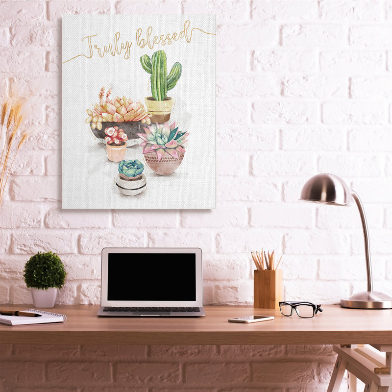 Plantes succulentes cactus chic vraiment bénies, Toile tendue, H 48 po x l 36 po