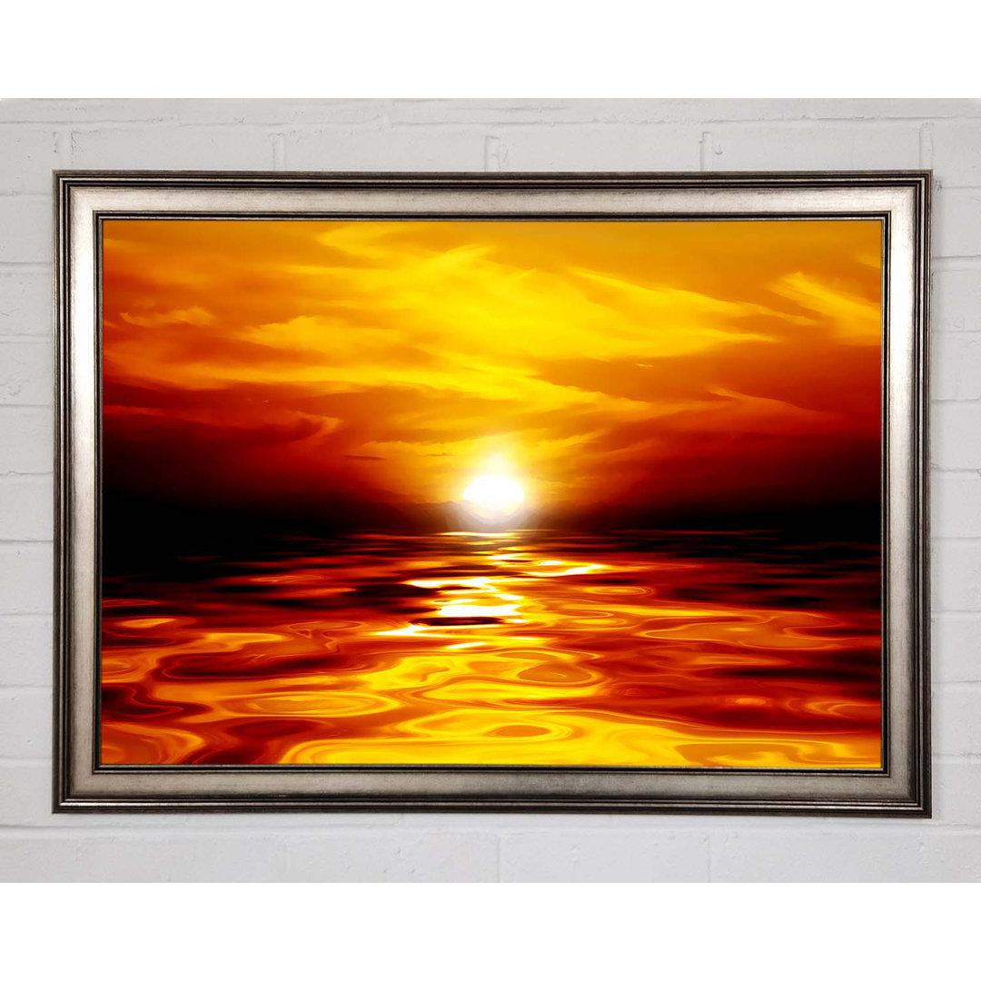 Gerahmtes Leinwandbild Lava Ocean Sunset Yellow