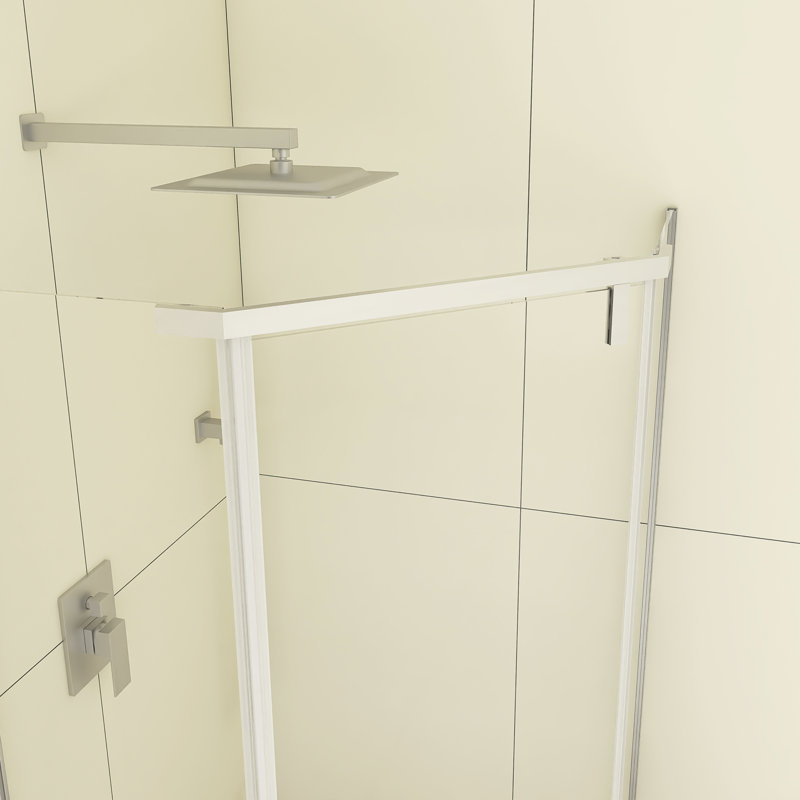 36" x 72" Chrome Neo-Angle Pivot Semi-Frameless Shower Enclosure