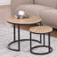 Table gigogne ronde 24 po, table basse d'appoint, finition bois de chêne naturel, peu encombrante, style industriel moderne