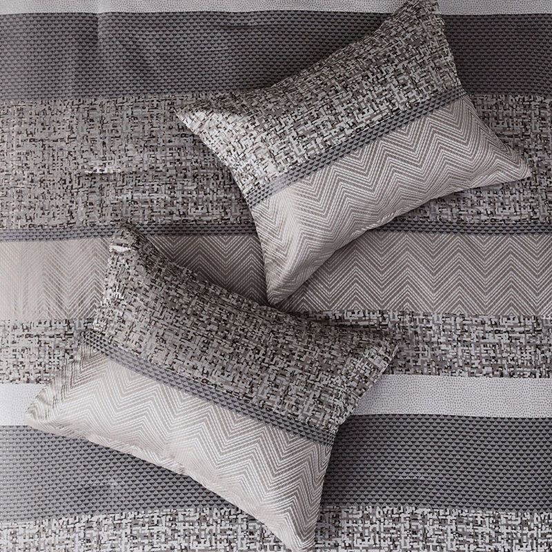 King Bedding - Grey/Taupe Decorative Pillows With Solid Color 7 Piece Comforter Brown Bed Skirt