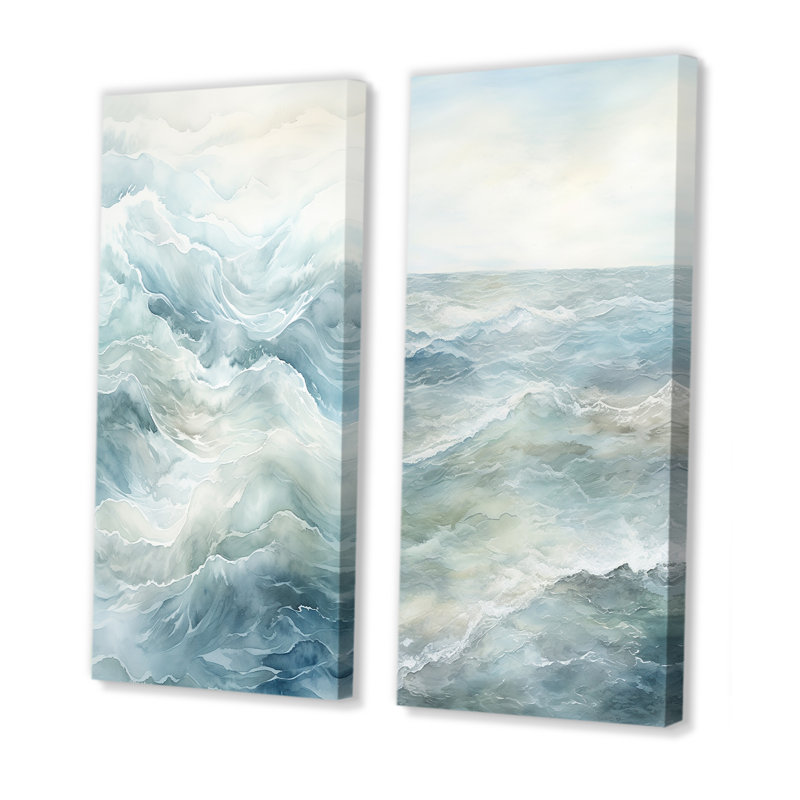 Ensemble de 2 impressions sur toile de l'océan, H 28 po x l 25 po, Toile tendue
