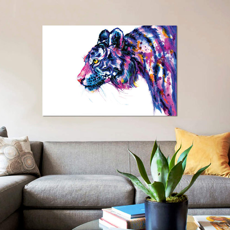 " Tiger Glance " by Zaira Dzhaubaeva, 8" H x 12" W x 0.75" D, No Mat, Wrapped Canvas