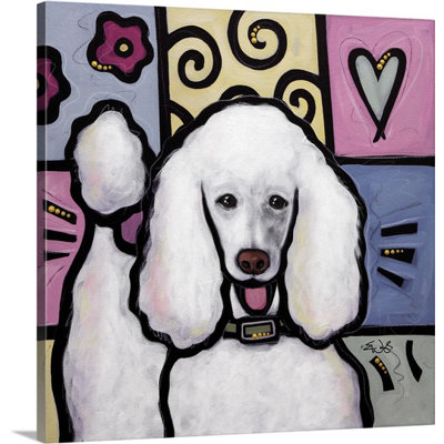 «Standard Poodle White Pop Art» par Diethild, reproduction d'art sur toile