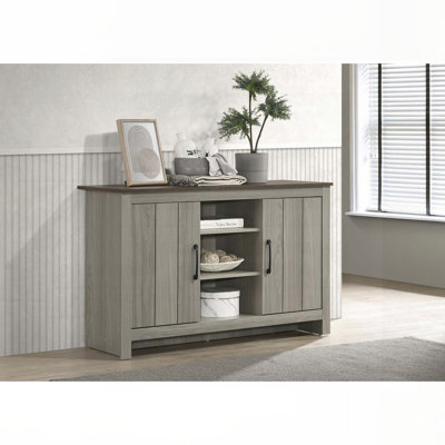 Console en chêne gris de 47 po Nilda - Buffet avec tablettes et portes d'armoire
