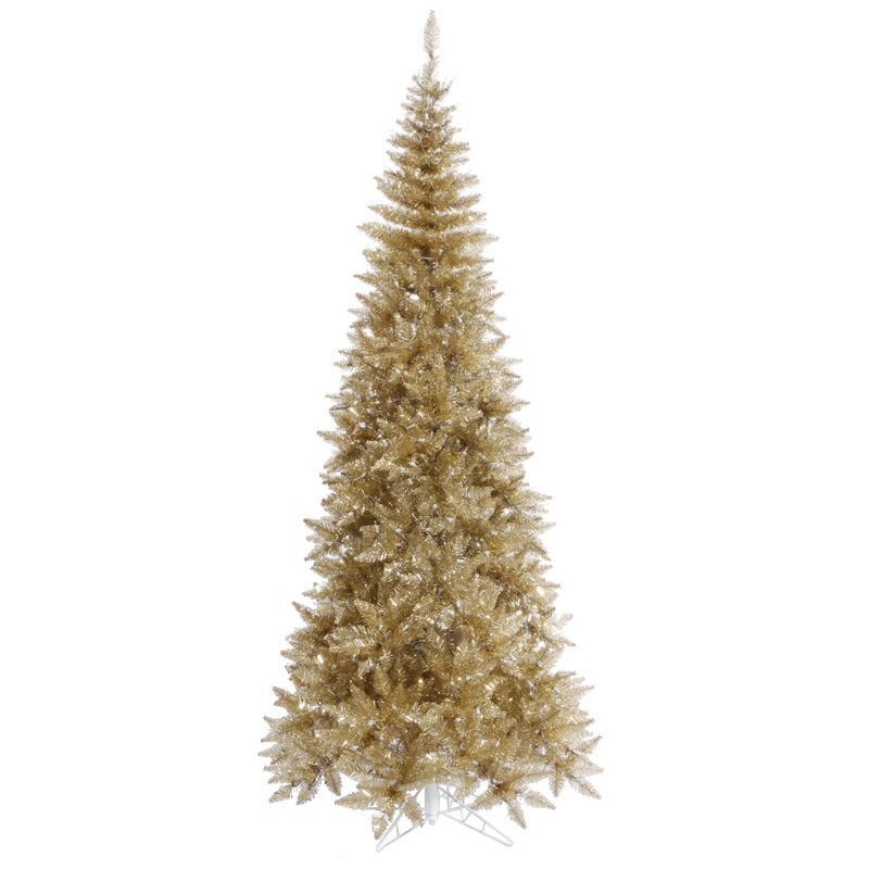 Sapin de Noël artificiel champagne 4,5 pi avec base Tinsel