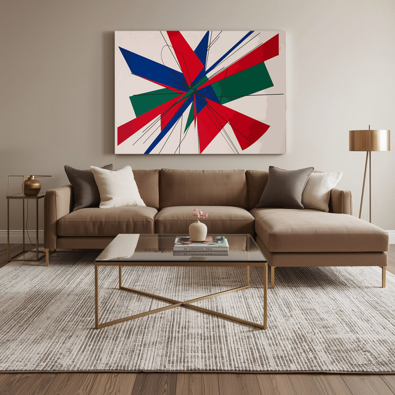 «Geometric Abstraction 3», art mural sur toile grise, H 12 po x l 18 po