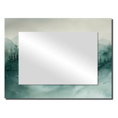 «Fading Light Gradient Forest Landscape I», décoration murale miroir paysage de montagne - imprimé sur métal