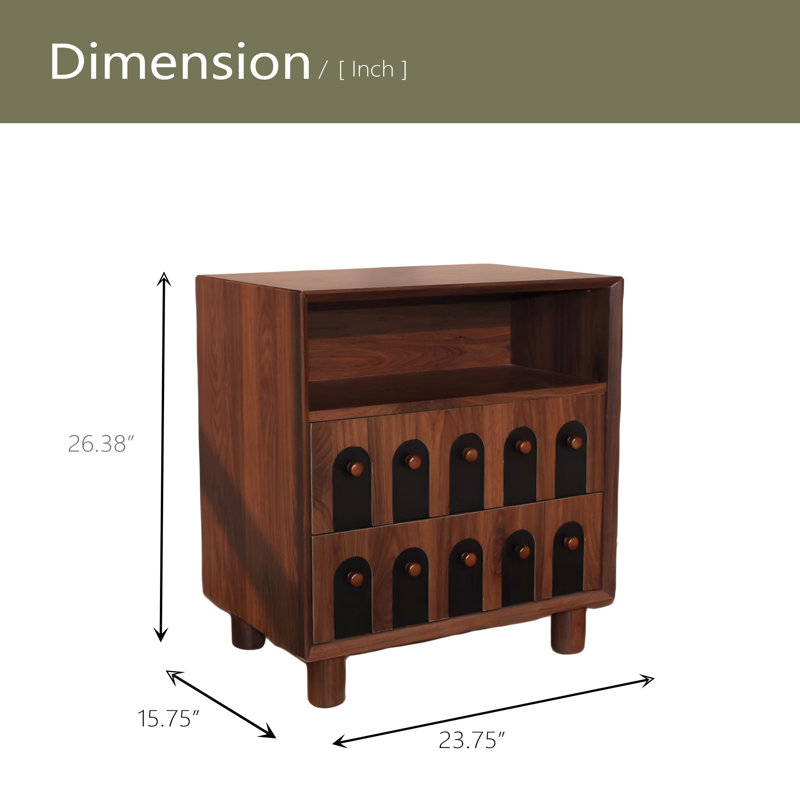 Table de chevet à deux tiroirs, Noyer
