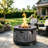 23 inch Outdoor Gas Fire Table with Wine Barrel Look in Terrafab