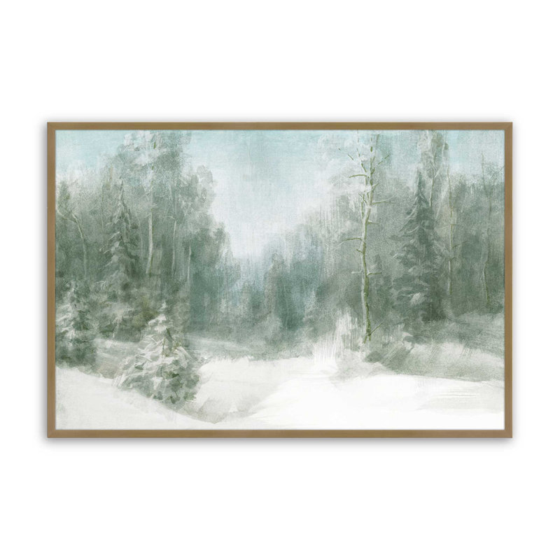 Imprimé paisible forêt givrée, Cadre doré brossé, H 17,25 po x l 21,25 po