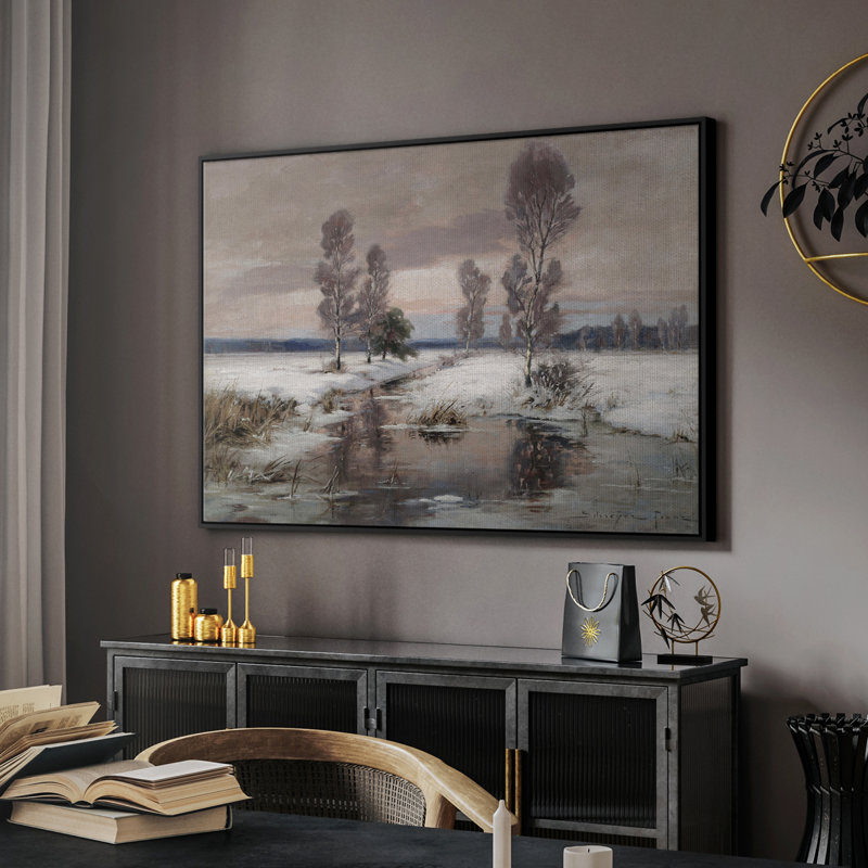 Paysage rétro - CCCLxxviii, Toile avec cadre flottant noir, H 27 po x l 41 po x P 2 po