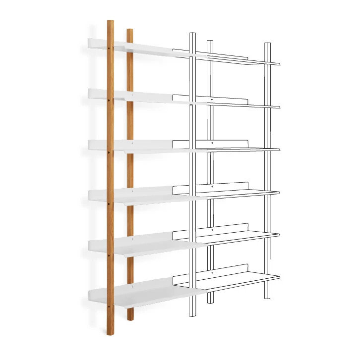 Browser Solid Wood Bookcase, (6 Shelves) 82" H x 37" W x 17" D, Walnut/Oblivion