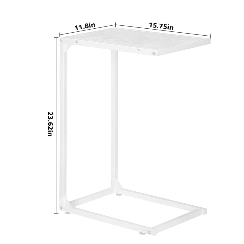 C-shaped End Table, Set Of 2, 23.6" H x 11.8”D x 15.7”W, White