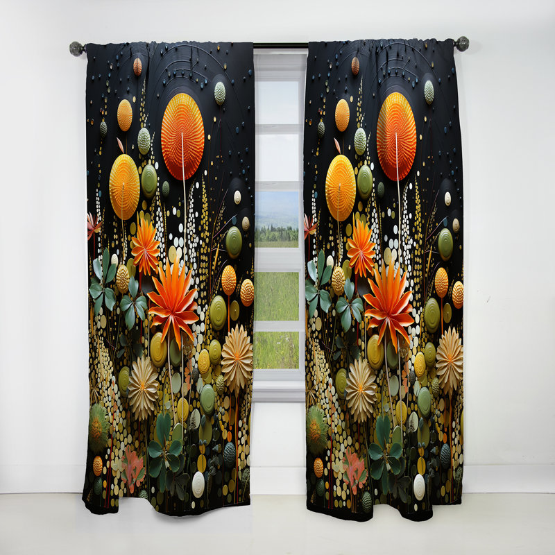 Rideau occultant orange Mid-Century Natures Harmony II - Mid-Century, L 52 po x L 90 po