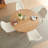 Dining Table Set for 4, Mid Century Modern 47 Inch Wooden Round Dining Table Set, Space Saving (Table + 4 White Chairs)-1741841123