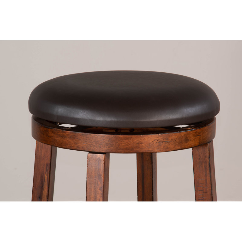 Sears Swivel Upholstered Counter Stool with Solid Wood Frame, Bar Stool (30" Seat Height), Vintage Mocha