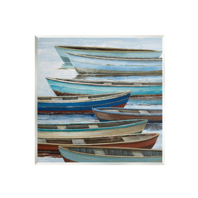 Ba-035-Framed " Rustic Canoes On Lake " by Max Maxx