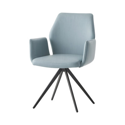 FAUTEUIL DE 24,4 po AVEC PIVOTANT, CUIR BLEU BÉBÉ ET NOIR