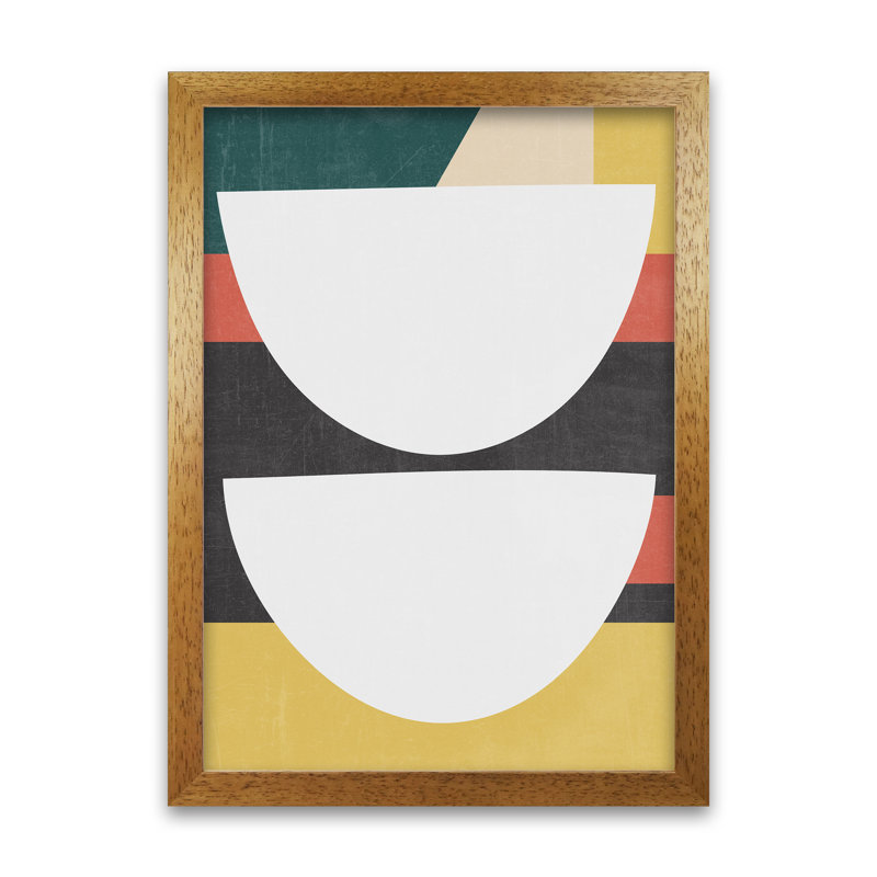 Mid Century Modern Art B - Print, Oak Frame, 30cm H x 21cm W x 3cm D