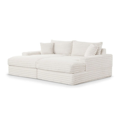 Canapé double contemporain 94,4 po, blanc