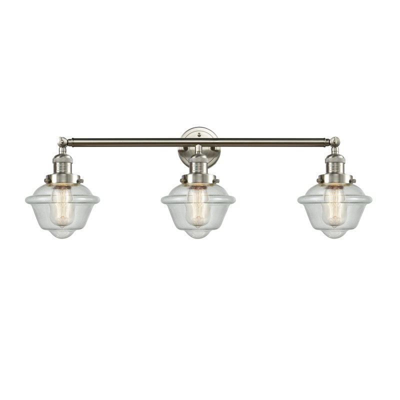 Anthony 3 - Light Dimmable Vanity Light, Brushed Satin Nickel, Seedy, 6 Watt Vinage LED Bulb