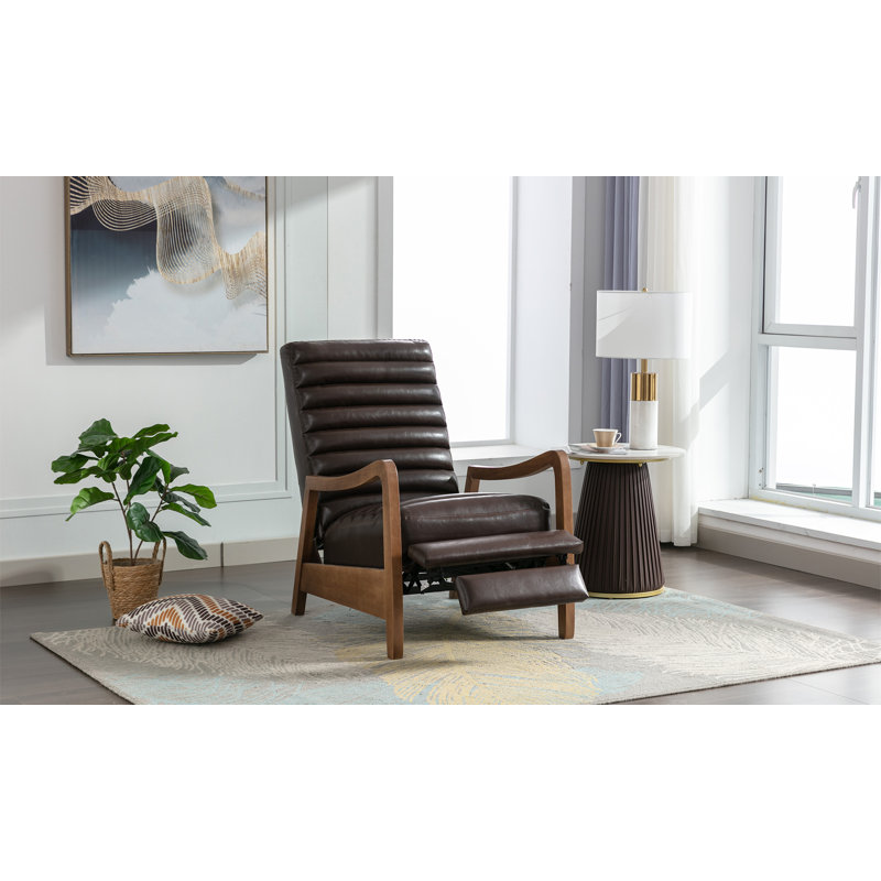 Mudassar Leather Match Manual Recliner , Brown
