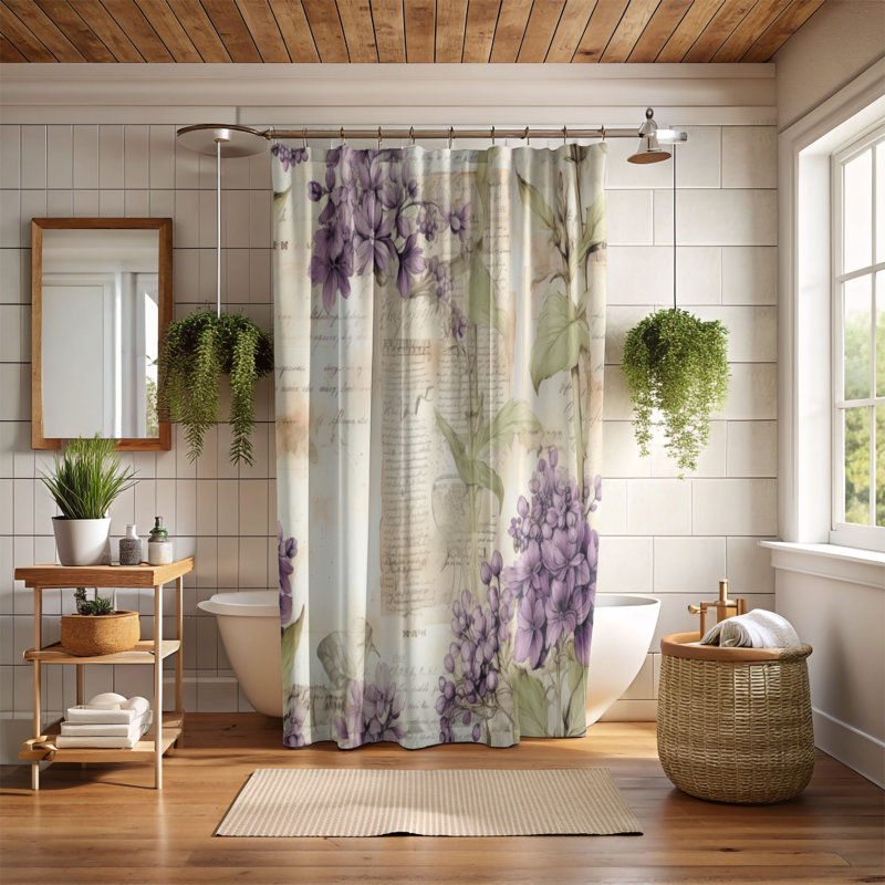 Vintage Plants - Rideau de douche Premium, H 74 po x l 71 po