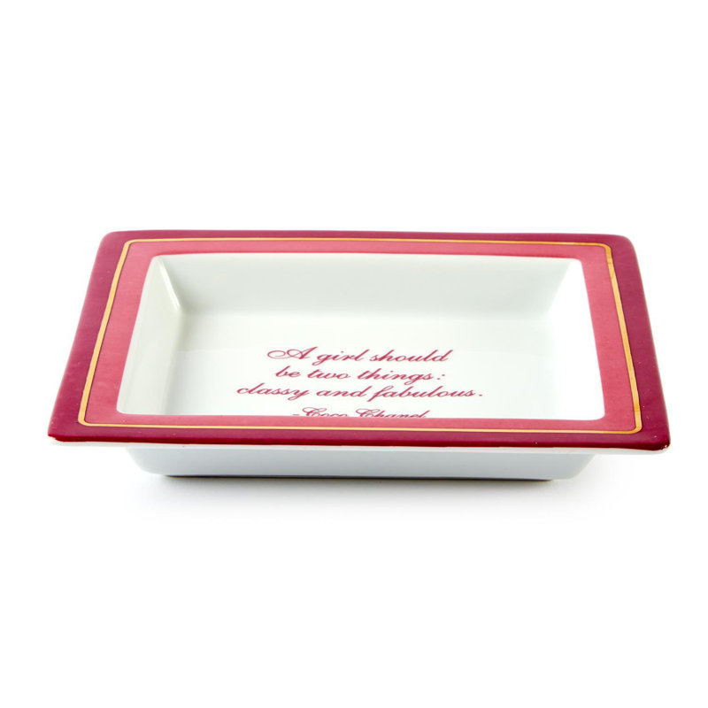 Wise Sayings Classy and Fabulous Porcelain Desk Tray Gift Box Decorative Office Home Organizer Tray-6.5"W