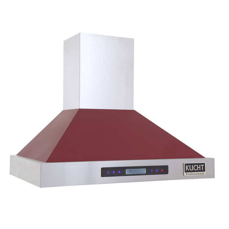 Kucht Stainless Steel Wall Range Hood, Red, 28.75" H x 29.5" W x 22" D