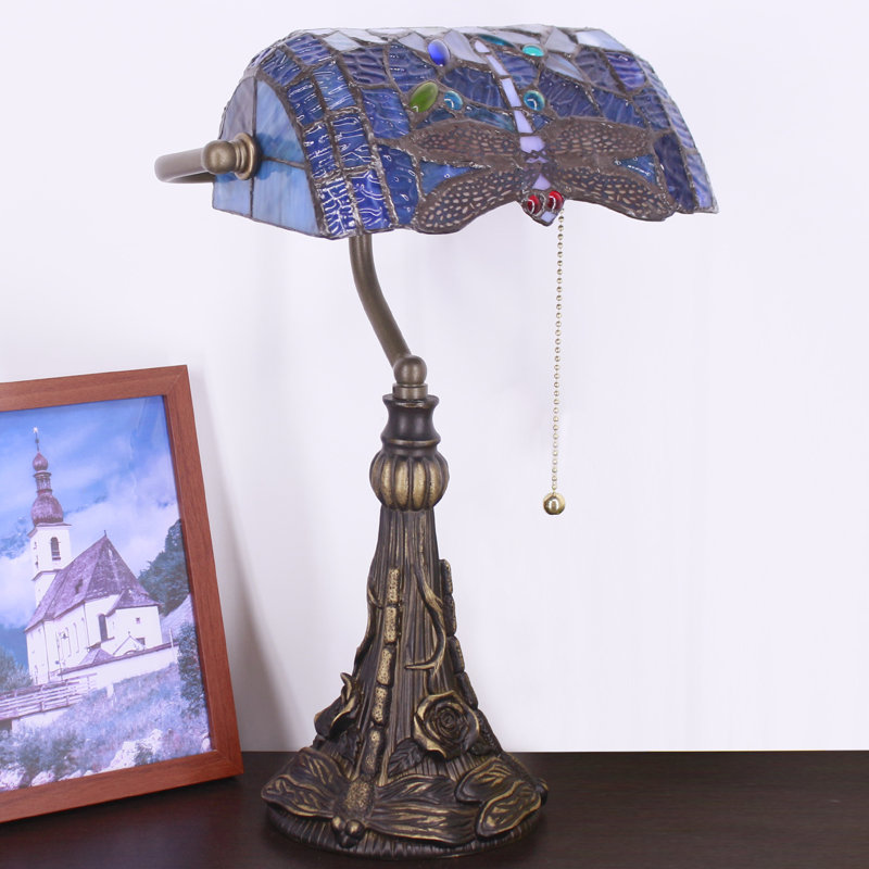 Esrin   Resin Bankers Lamp, Navy