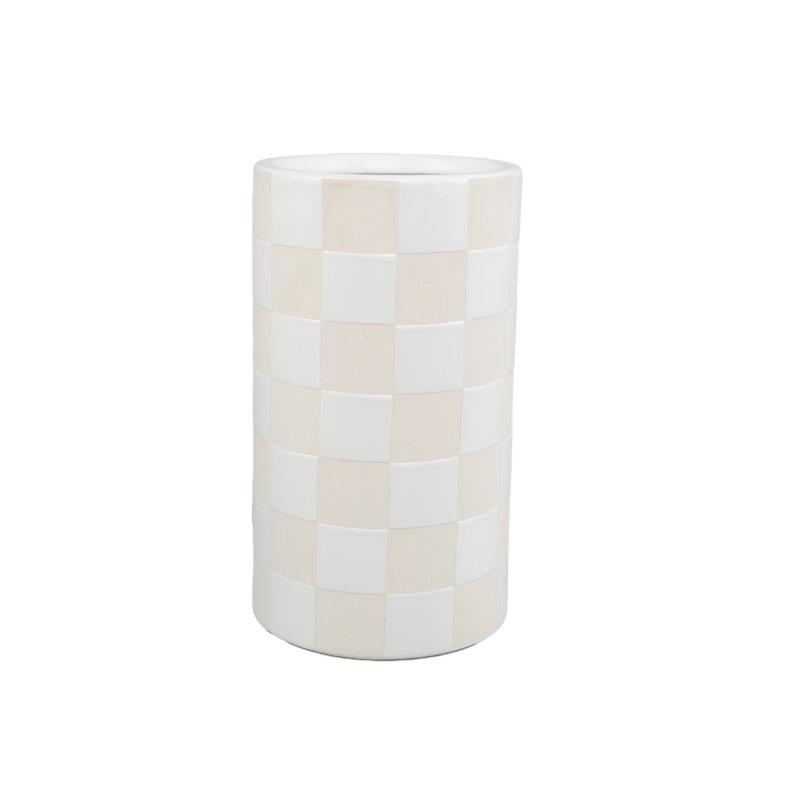 Vase en céramique beige 8,5 "4,875 x 4,875 x 8,5 po