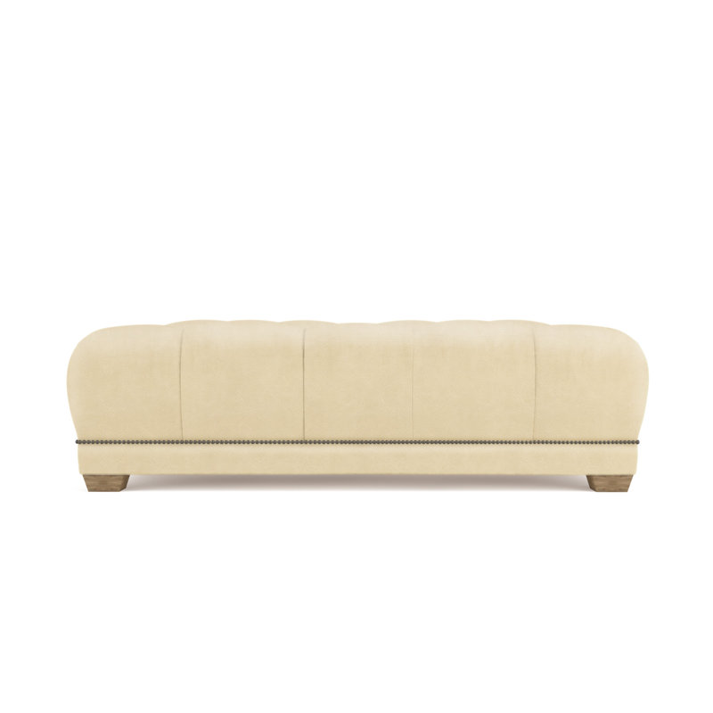 Hudson Ottoman, Plush Velvet Oyster, Weathered