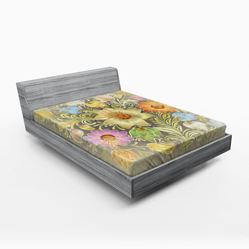 Microfiber Floral Fitted Sheet, Full Fitted Sheet