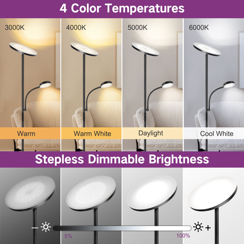 177.5cm LED Tree Floor Lamp, Black