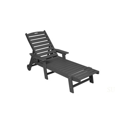 Oversized Outdoor Chaise Lounge Chair With 5 Positions, HDPE, Wheels & Cup Holder For Patio, Poolside Relaxation